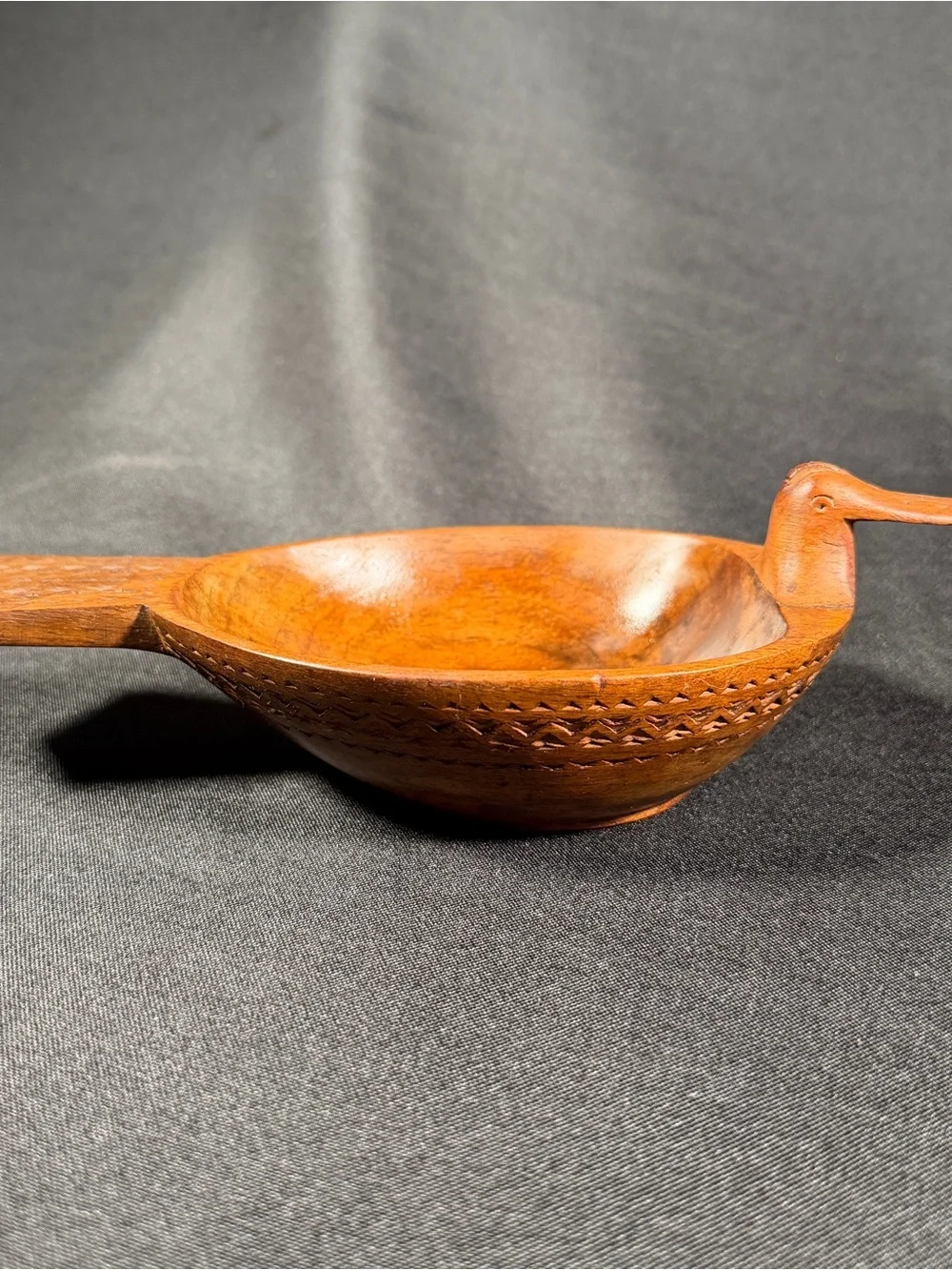 Hand-Carved Wooden Duck Bowl Mid Century Folk Art Yugoslavian Treen Tray